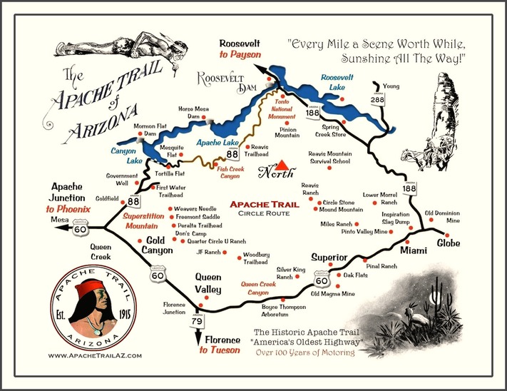Tour the Apache Trail APACHE TRAIL MAP America's Ancient Highway